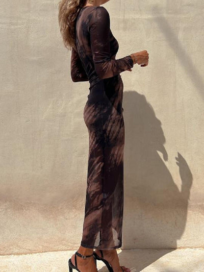 Sheer Print Bodycon Dress