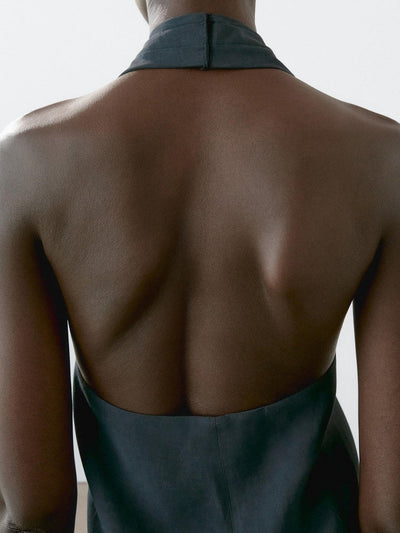 Halter Neck Back Neckline Top - Blue