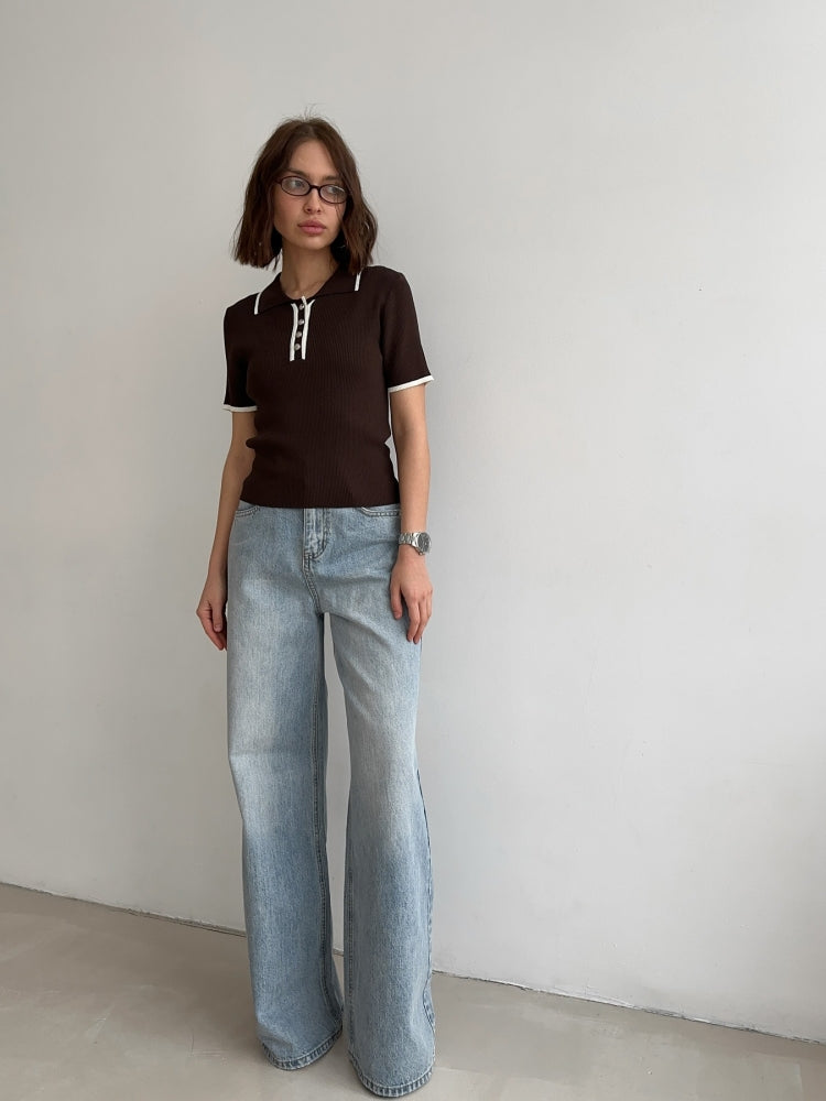 Contrast Trim Knit Top