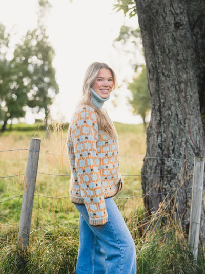 Geometric Patterned Turtleneck Sweater