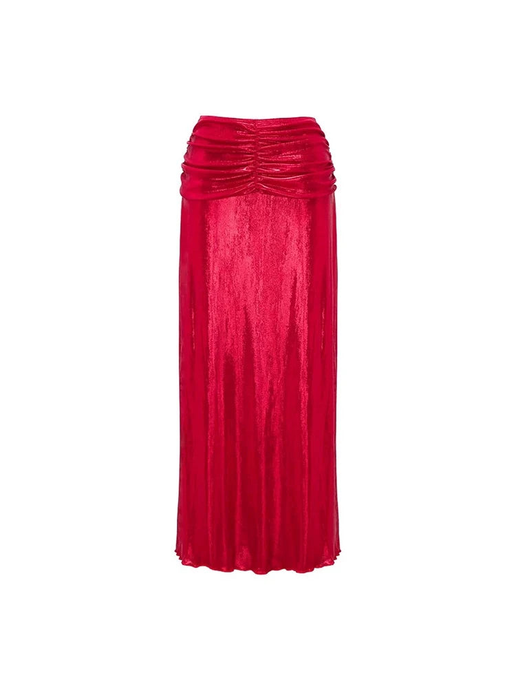 Red Glossy One-Piece with 3D Butterfly