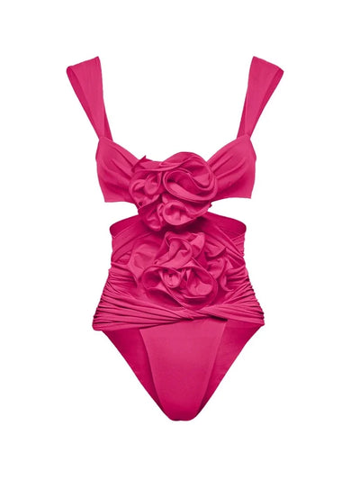 3D Floral Cutout Strappy Swimsuit Set