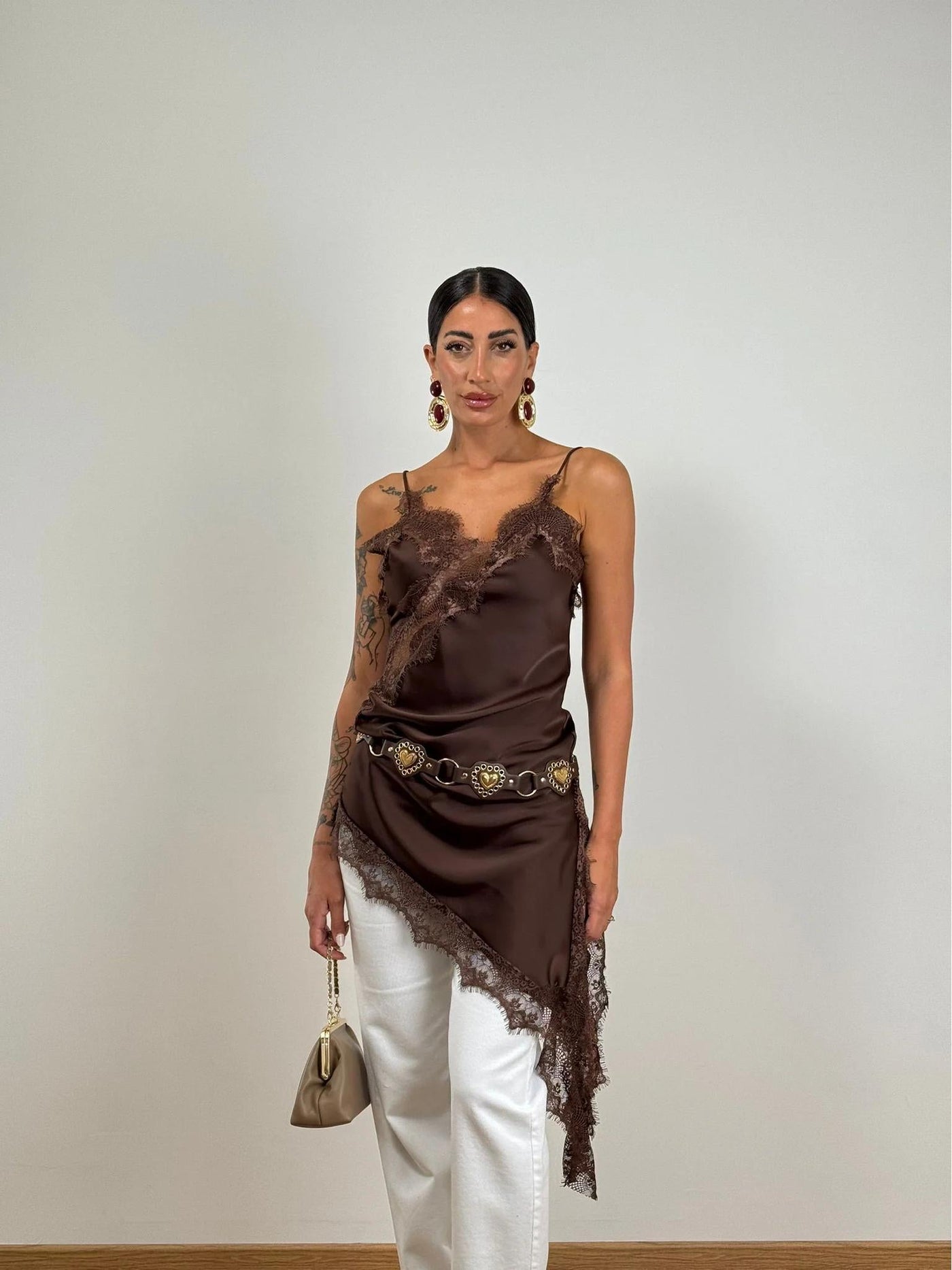 Elegant Lace-Trimmed Slip Mini Dress