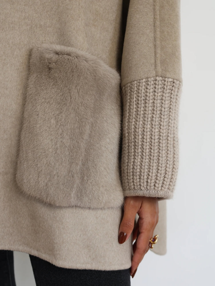 Vintage High Neck Cashmere Blend Coat