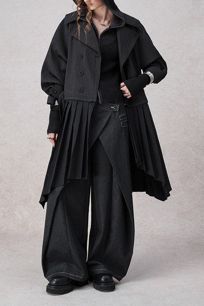 Swinging Symphony Fake Two-Piece Wide-Leg Jeans