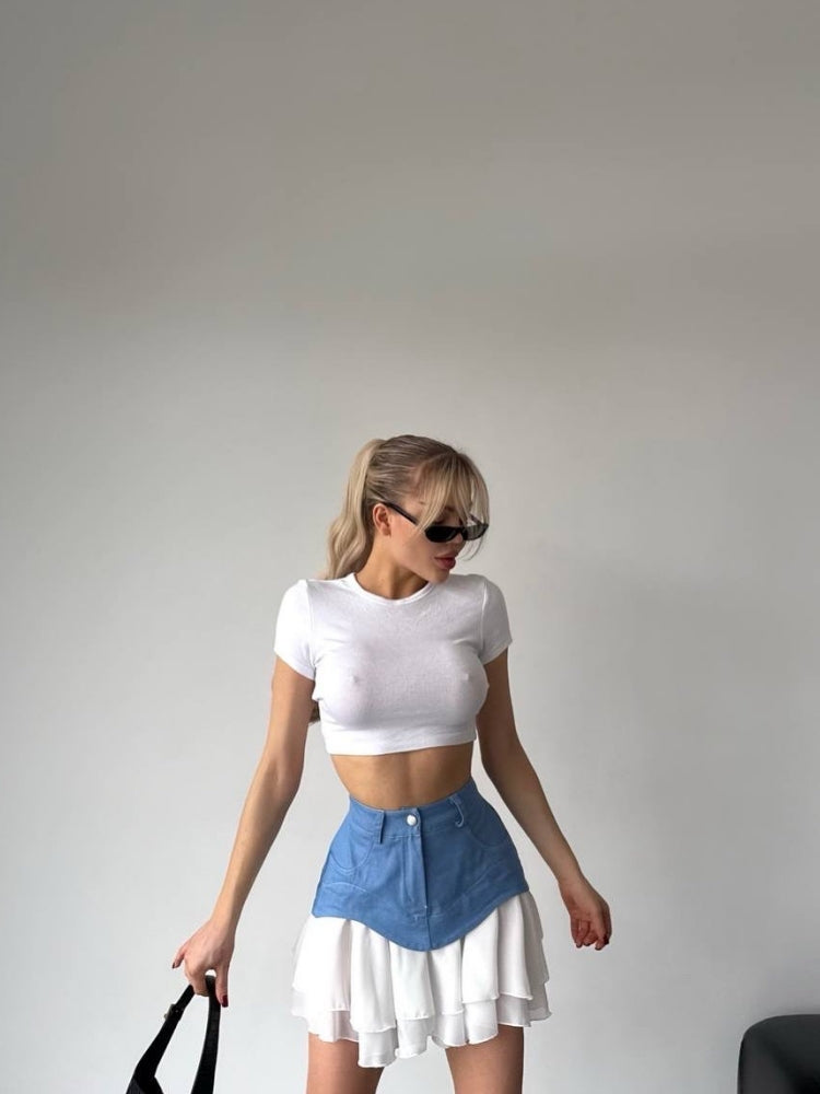 Sexy Paneled Mini Skirt