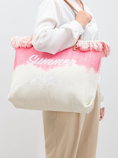 Two-Tone Embroidered Tote Bag
