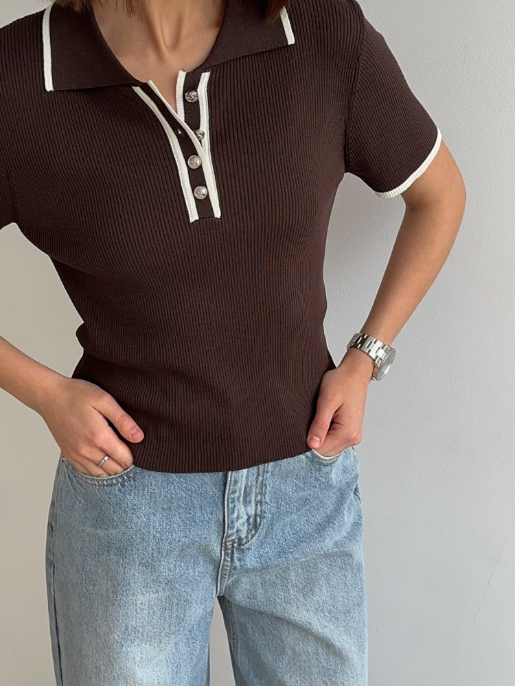 Contrast Trim Knit Top
