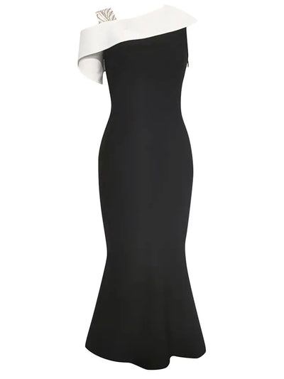 Sexy Colorblock Asymmetrical Bodycon Dress