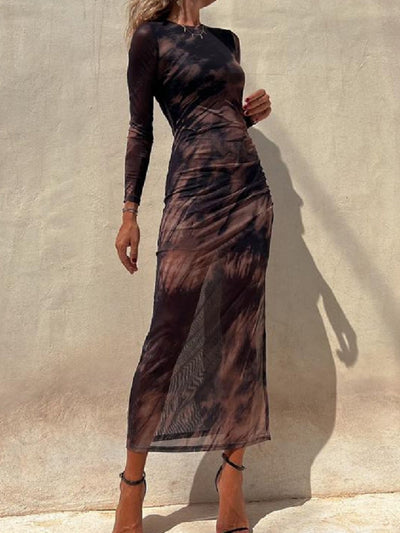 Sheer Print Bodycon Dress