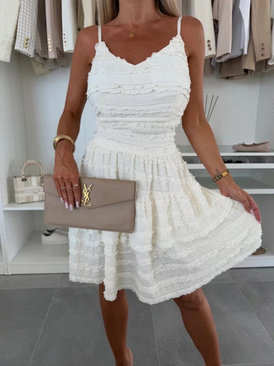 Solid Slip Lace Trim Mini Dress
