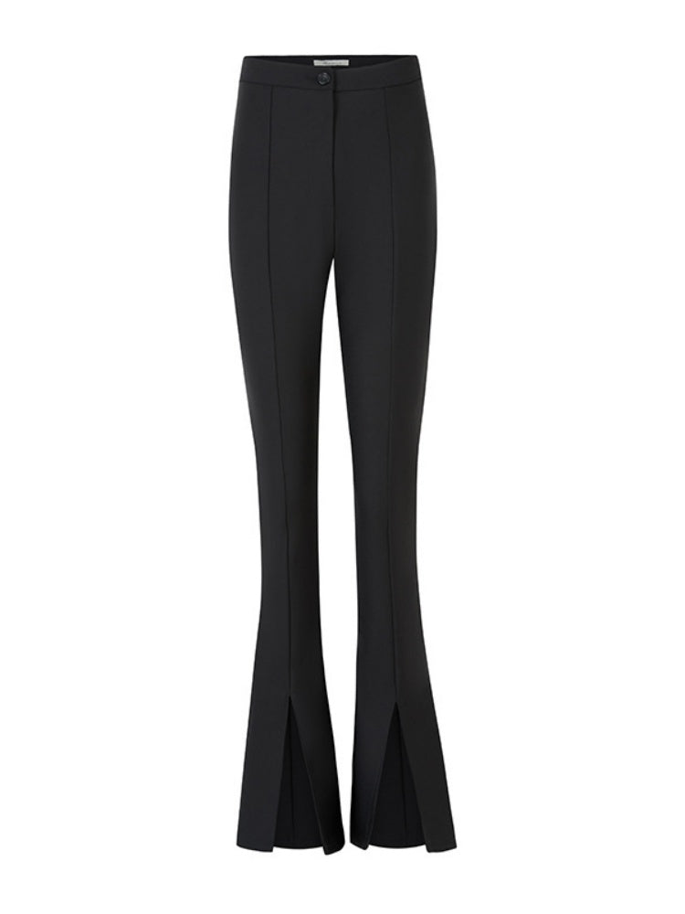 Elegant slit slightly flared suit pants