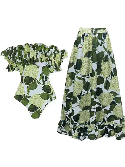 Ruffle Hydrangea Bandeau Bikini Set – Floral Sweet Style