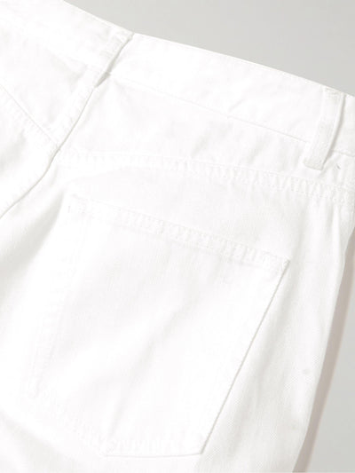 Ruffled Mid-Rise Wide-Leg Jeans