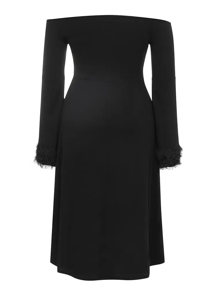 Elegant One-Shoulder Long Sleeve Dress