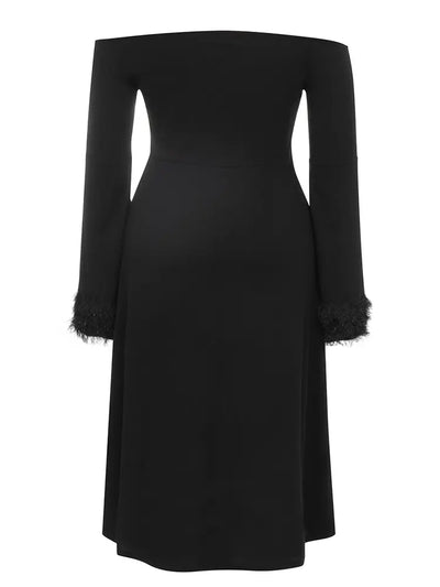 Elegant One-Shoulder Long Sleeve Dress