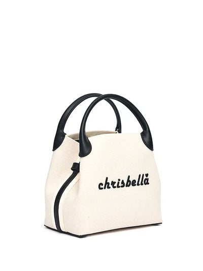 New High-End Letter Canvas Tote with Detachable Strap