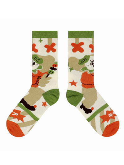 Cute Cartoon Kitty Pattern Cotton Socks