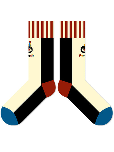 Cartoon Penguin Striped Socks