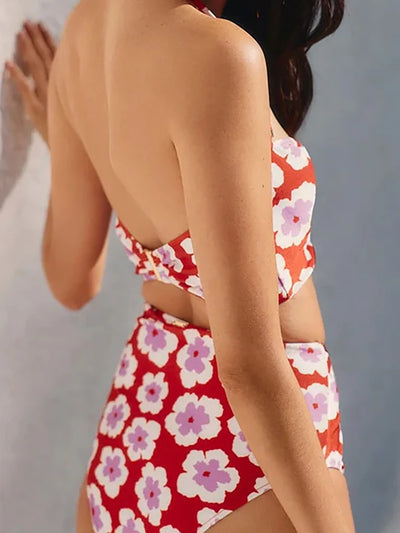 Halter Neck Printed Bikini Set