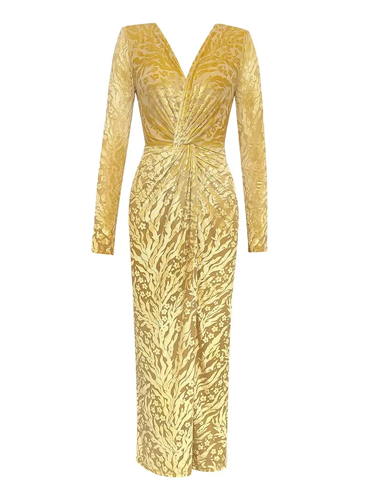 Sexy Velvet Long Sleeve Ruched Dress