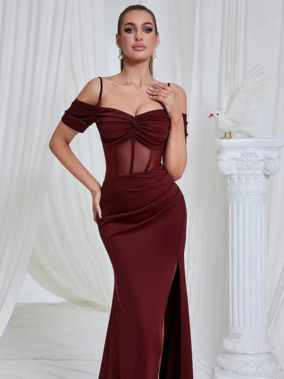 Sexy Strapless Cutout Slit Dress
