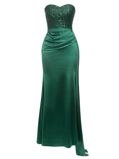 Sexy Strapless Sequin Backless Dress