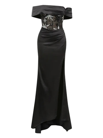 Strapless Sequin Backless Evening Gown