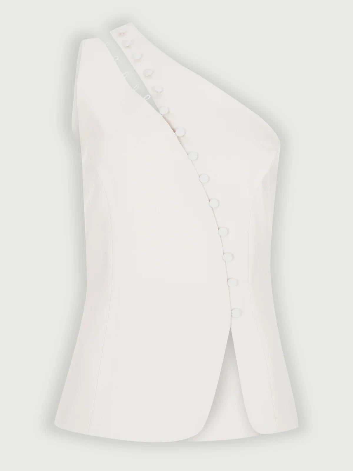 Ascent One-Shoulder Button Detail Top