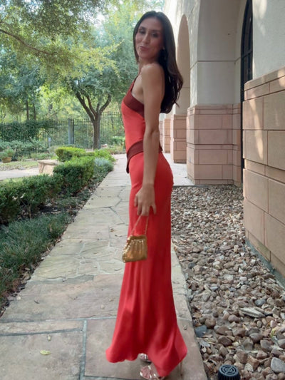 Two-Tone Halter Evening Gown