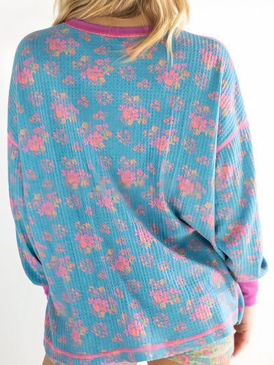 Waffle Print Long Sleeve Sweatshirt