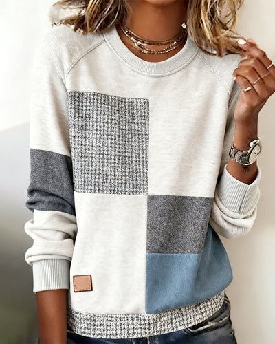 Stella® | Casual Contrast Color Crew Neck Sweatshirt