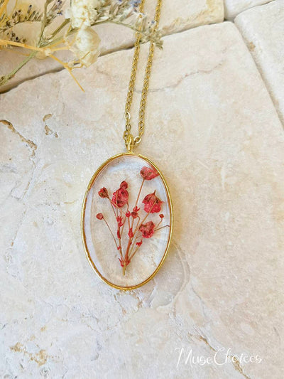 Resin Pressed Flower Necklaces - Colorful Mix Floral Set