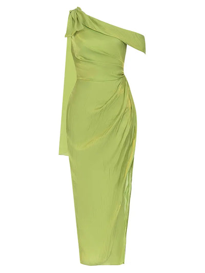 Sexy Asymmetric Shoulder Long Evening Dress