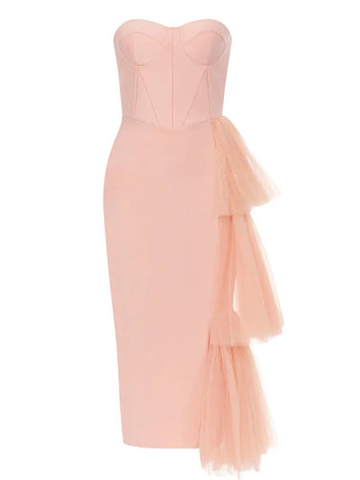 Strapless Lace Split Bandage Dress