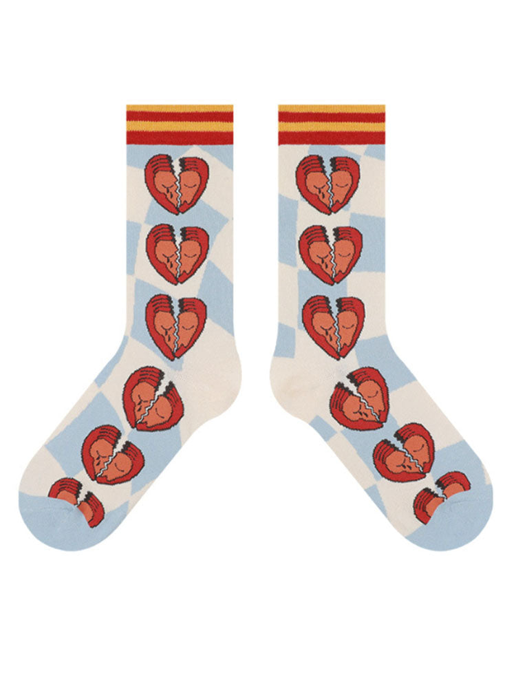 Cartoon Broken Heart Socks