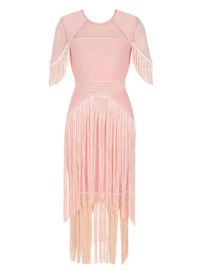 Mesh Fringe Bandage Dress
