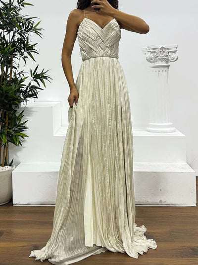 Pleated Sleeveless Maxi Dress