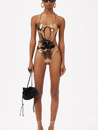 Floral Cutout Swimsuit Set