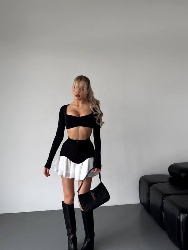 Sexy Paneled Mini Skirt