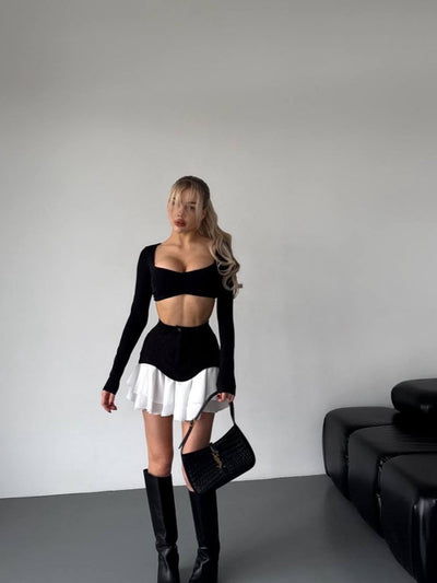 Sexy Paneled Mini Skirt