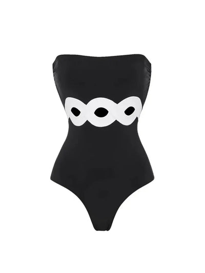 Colorblock One Piece Swimsuit Set
