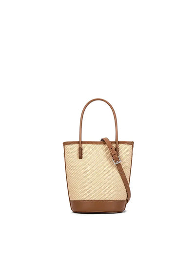 Mini Woven Leather Bucket Bag for Women