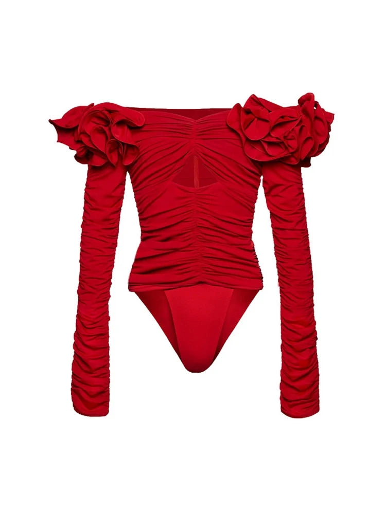 Floral Appliqué Swimsuit Set