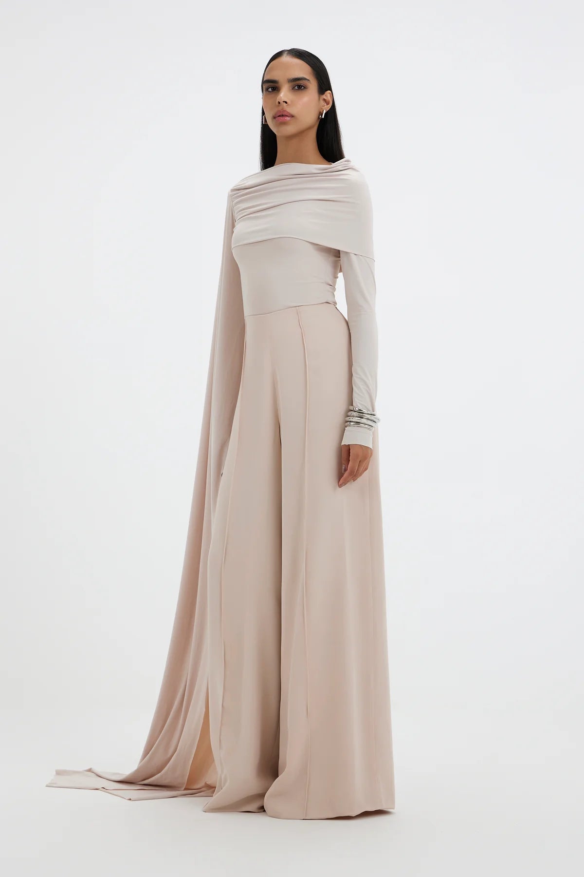 Elegant Draped Wide Leg Pants Set