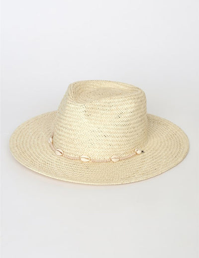 Seashells Natural Straw Fedora Hat