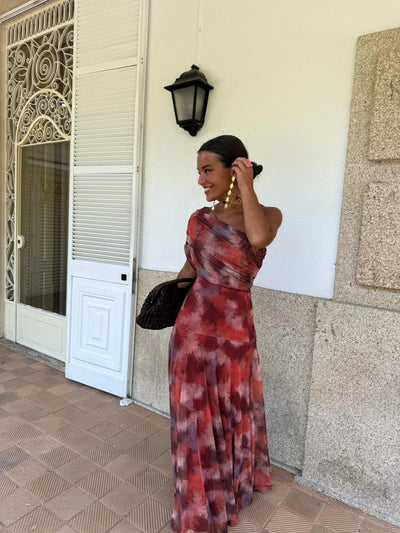 One Shoulder Tie Dye Maxi Dress