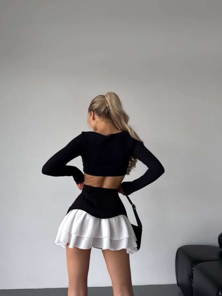 Sexy Paneled Mini Skirt