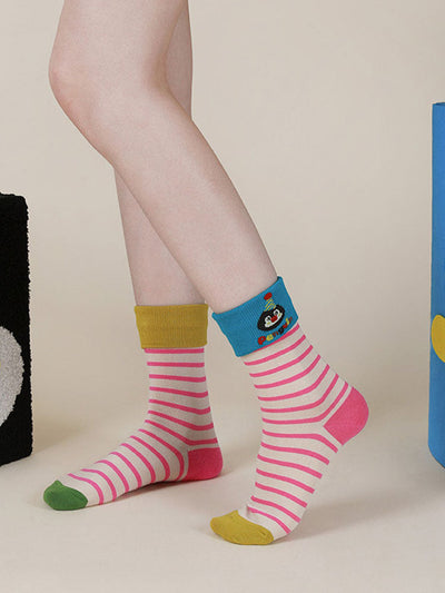 Cartoon Penguin Striped Socks