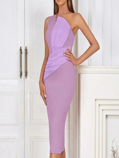 One-Shoulder Pink Asymmetrical Evening Gown